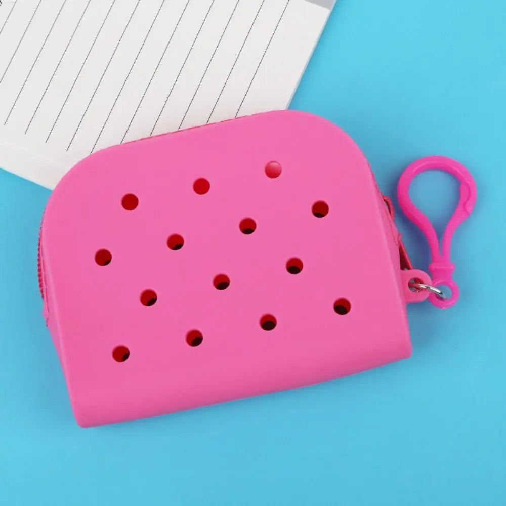 Holes Soft Silicone Mini Wallet Zipper Coin Purses Card Holder Money Bag Girls Zipper Pouch Storage Bag Organizer Kids Gift Chez.shoptime
