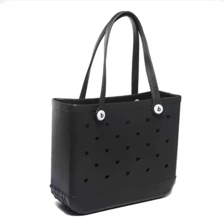 M/L/XL Beach Bag Fashion EVA Waterproof Rubber Picnic Storage Basket Travel Shopping Handbag Women Shoulder Solid Color Tote Bag Chez.shoptime
