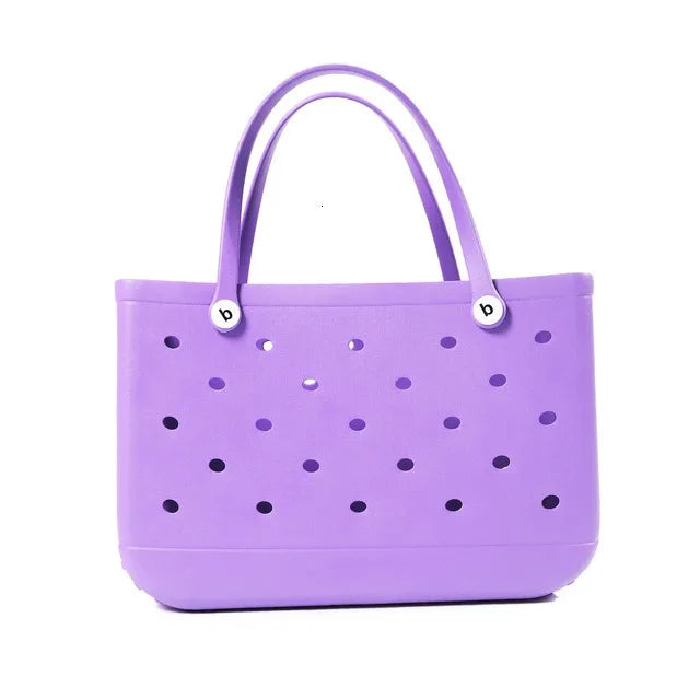 M/L/XL Beach Bag Fashion EVA Waterproof Rubber Picnic Storage Basket Travel Shopping Handbag Women Shoulder Solid Color Tote Bag Chez.shoptime