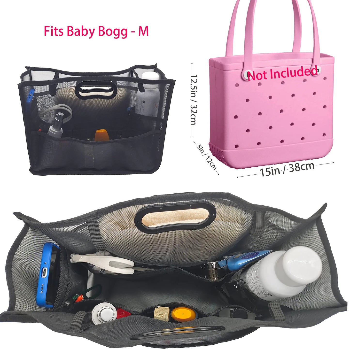Loomy Mesh Bag Organizer fits Bogg Bag Accessories Beach Bag Multi-Purpose Storage Bag Bath Tote Bag Mommy Shopping Tote Chez.shoptime
