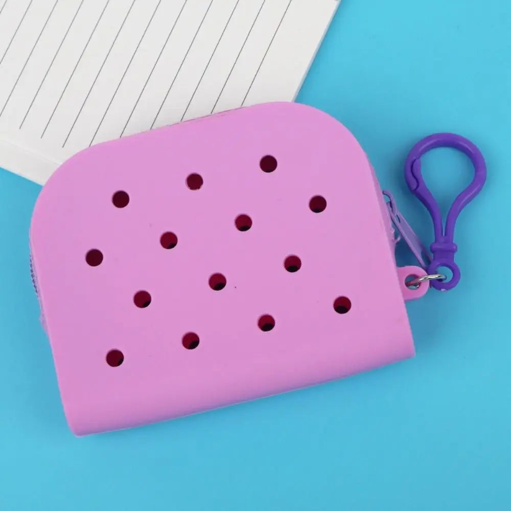 Holes Soft Silicone Mini Wallet Zipper Coin Purses Card Holder Money Bag Girls Zipper Pouch Storage Bag Organizer Kids Gift Chez.shoptime