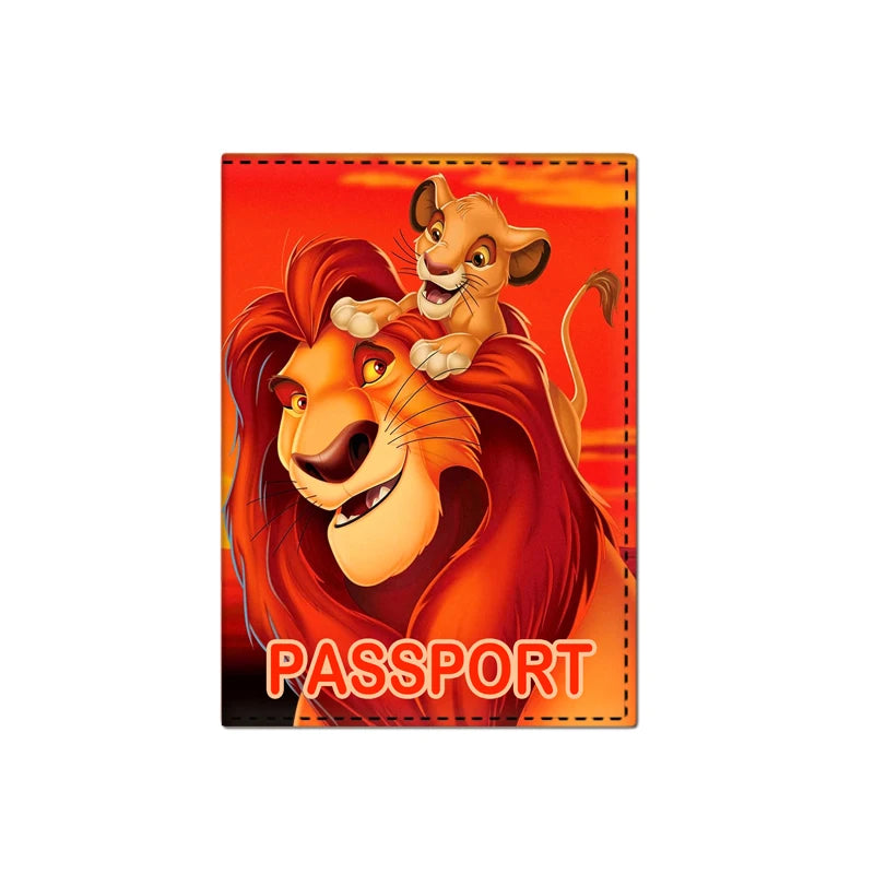 The King Lion Simba Passport Cover PU Leather Cards Case Travel Passport Holder Wallet Document Tickets Organizer Case Women Men Chez.shoptime