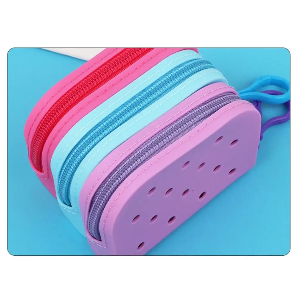 Holes Soft Silicone Mini Wallet Zipper Coin Purses Card Holder Money Bag Girls Zipper Pouch Storage Bag Organizer Kids Gift Chez.shoptime