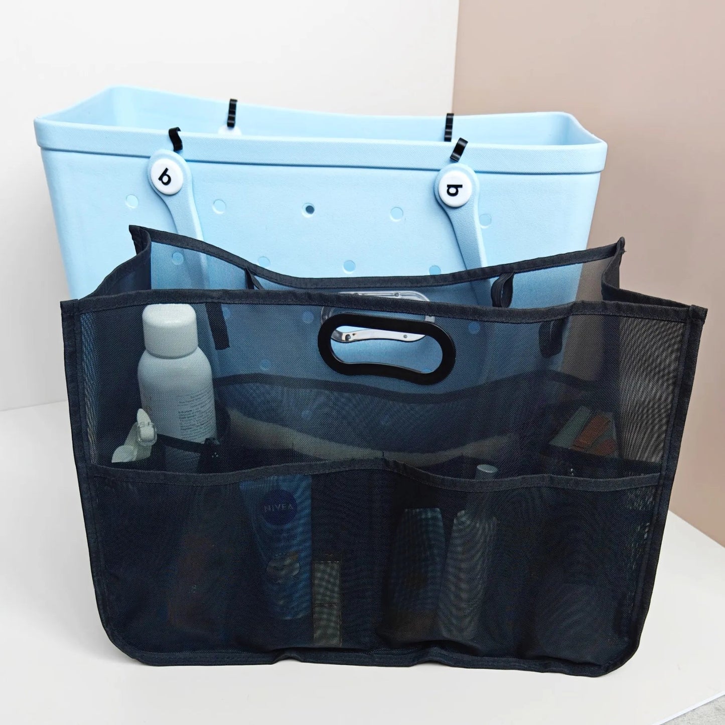 Loomy Mesh Bag Organizer fits Bogg Bag Accessories Beach Bag Multi-Purpose Storage Bag Bath Tote Bag Mommy Shopping Tote Chez.shoptime