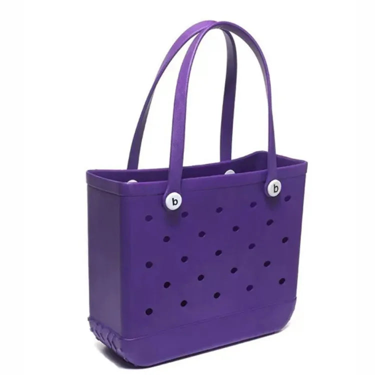 M/L/XL Beach Bag Fashion EVA Waterproof Rubber Picnic Storage Basket Travel Shopping Handbag Women Shoulder Solid Color Tote Bag Chez.shoptime