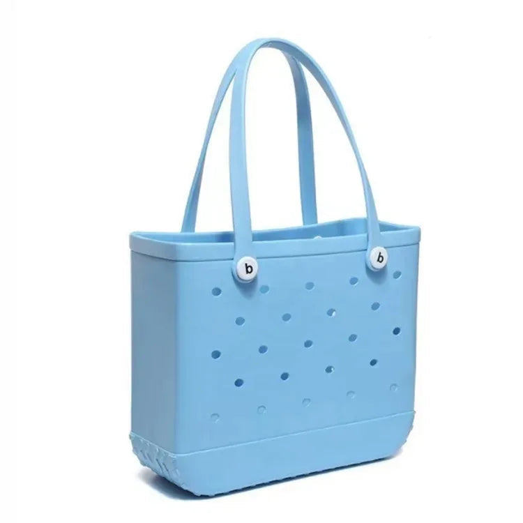 M/L/XL Beach Bag Fashion EVA Waterproof Rubber Picnic Storage Basket Travel Shopping Handbag Women Shoulder Solid Color Tote Bag Chez.shoptime