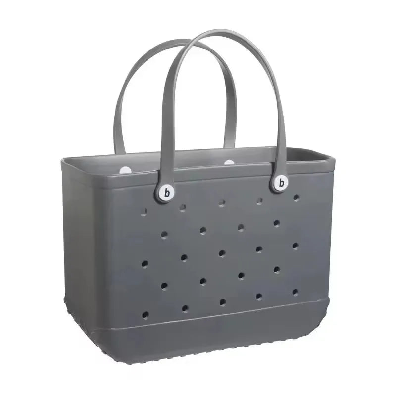 M/L/XL Beach Bag Fashion EVA Waterproof Rubber Picnic Storage Basket Travel Shopping Handbag Women Shoulder Solid Color Tote Bag Chez.shoptime