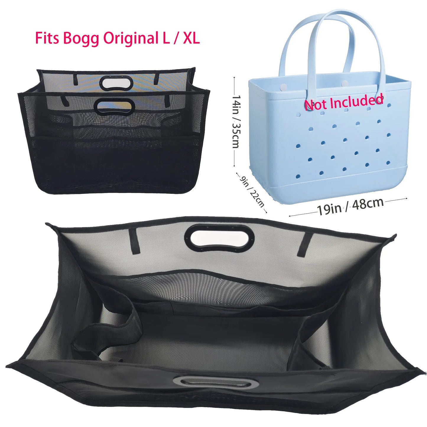 Loomy Mesh Bag Organizer fits Bogg Bag Accessories Beach Bag Multi-Purpose Storage Bag Bath Tote Bag Mommy Shopping Tote Chez.shoptime