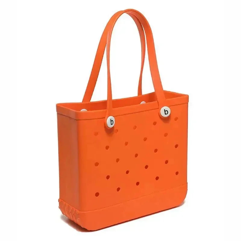 M/L/XL Beach Bag Fashion EVA Waterproof Rubber Picnic Storage Basket Travel Shopping Handbag Women Shoulder Solid Color Tote Bag Chez.shoptime