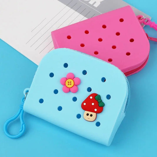 Holes Soft Silicone Mini Wallet Zipper Coin Purses Card Holder Money Bag Girls Zipper Pouch Storage Bag Organizer Kids Gift Chez.shoptime