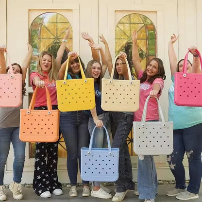 M/L/XL Beach Bag Fashion EVA Waterproof Rubber Picnic Storage Basket Travel Shopping Handbag Women Shoulder Solid Color Tote Bag Chez.shoptime