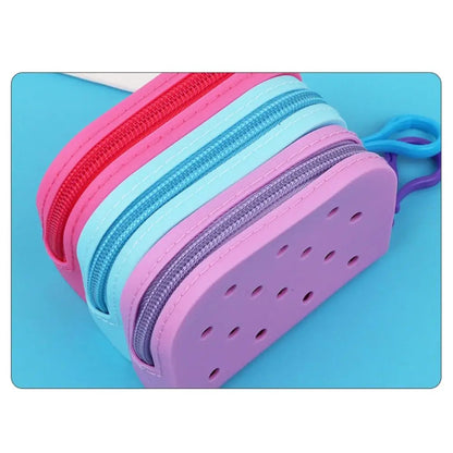 Holes Soft Silicone Mini Wallet Zipper Coin Purses Card Holder Money Bag Girls Zipper Pouch Storage Bag Organizer Kids Gift Chez.shoptime