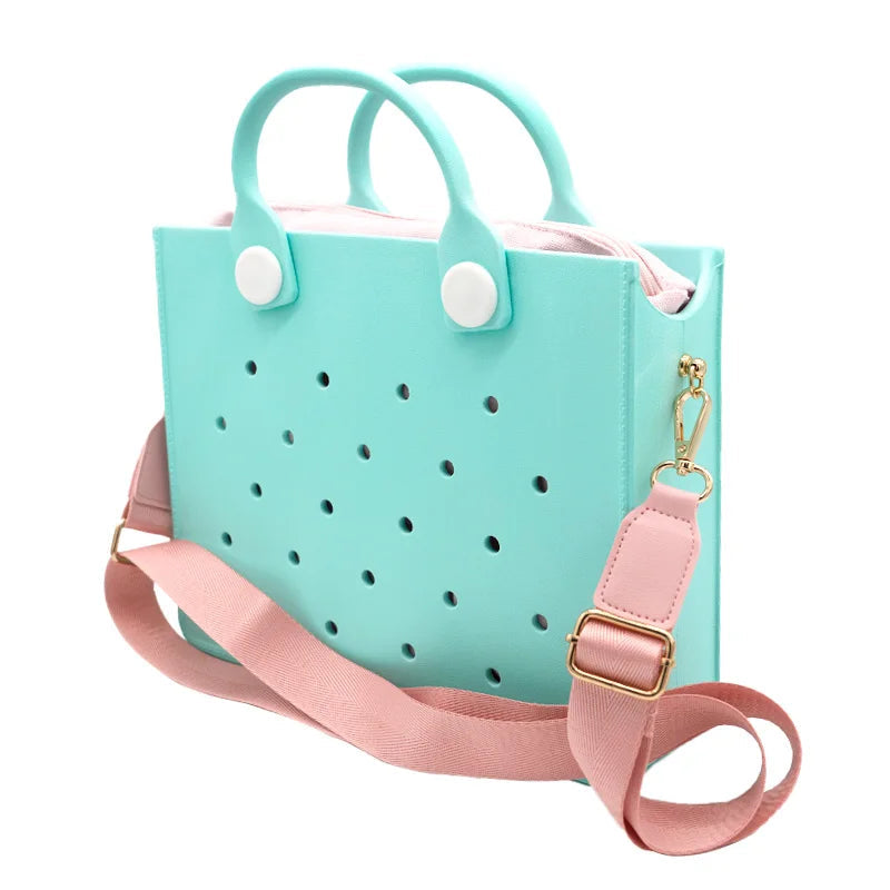 The orange guy New EVA Casual Strand Waterproof Travel Tote Bag Women Fashion Punched Handbag Fit Charms Outdoor Beach Bags Chez.shoptime
