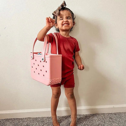 M/L/XL Beach Bag Fashion EVA Waterproof Rubber Picnic Storage Basket Travel Shopping Handbag Women Shoulder Solid Color Tote Bag Chez.shoptime