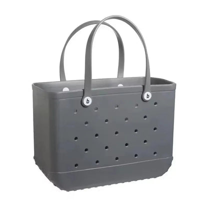 M/L/XL Beach Bag Fashion EVA Waterproof Rubber Picnic Storage Basket Travel Shopping Handbag Women Shoulder Solid Color Tote Bag Chez.shoptime